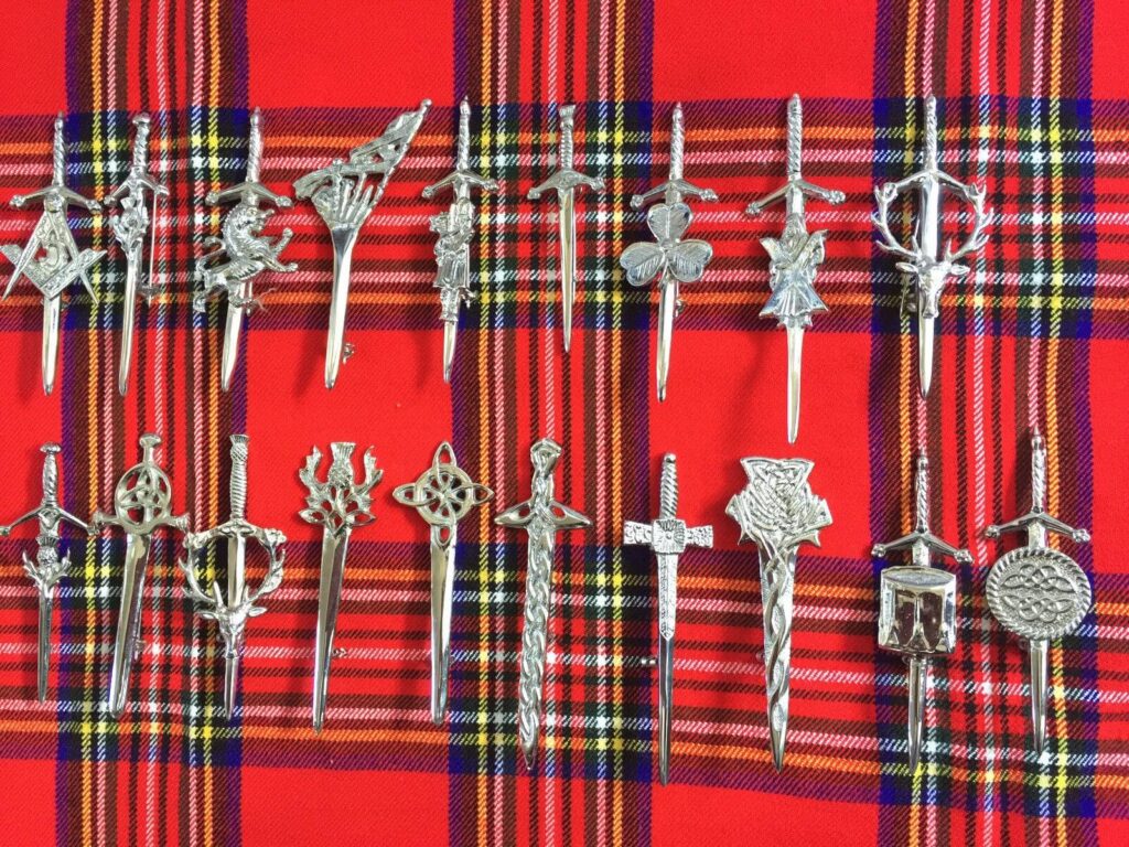 Traditional Scottish kilt pin design in silver